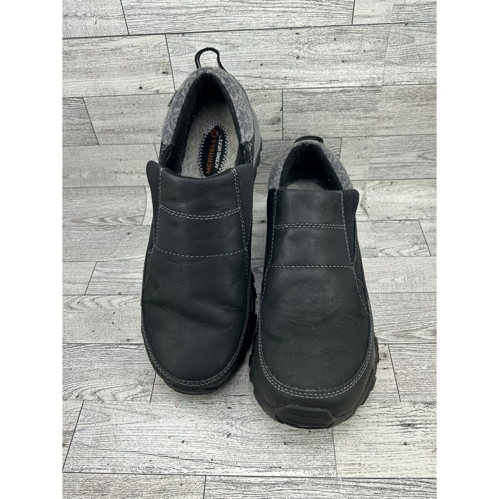 Merrell Womens J21150 Black Leather M-Select DRY Waterproof Winter Mocs Size 9